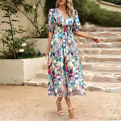 Yuna Collection – Vibrant Floral Midi Dress