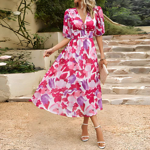 Yuna Collection – Vibrant Floral Midi Dress