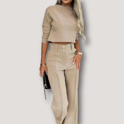 Yuna | Flowy Crop Top Flared Pants Set for Women