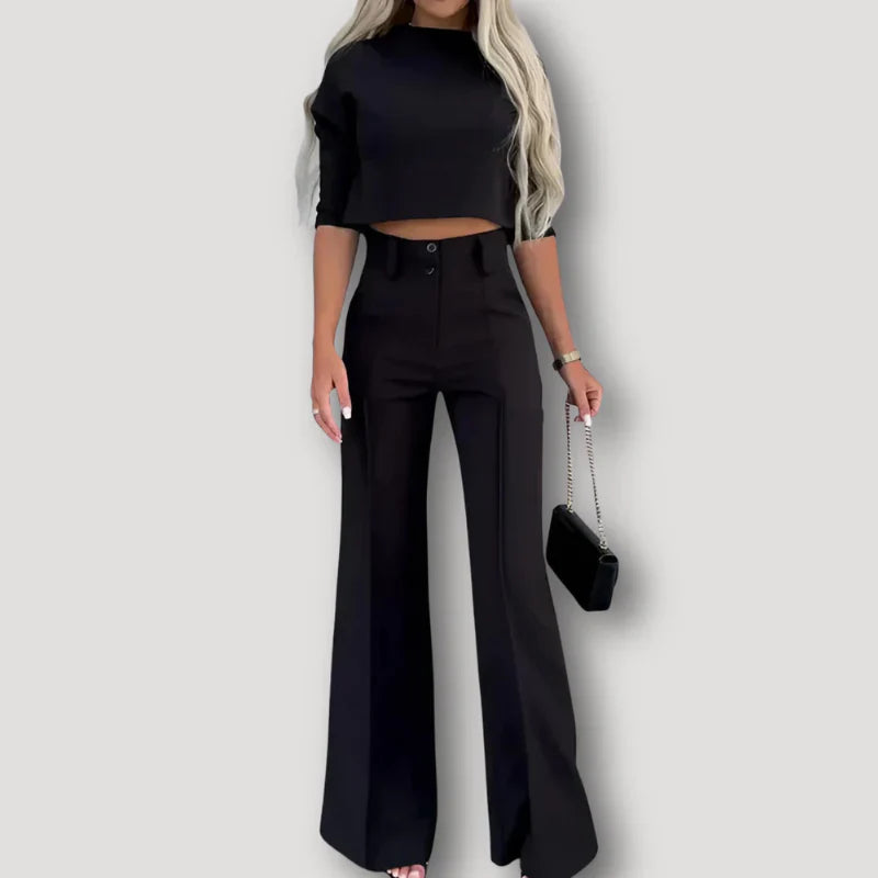 Yuna | Flowy Crop Top Flared Pants Set for Women