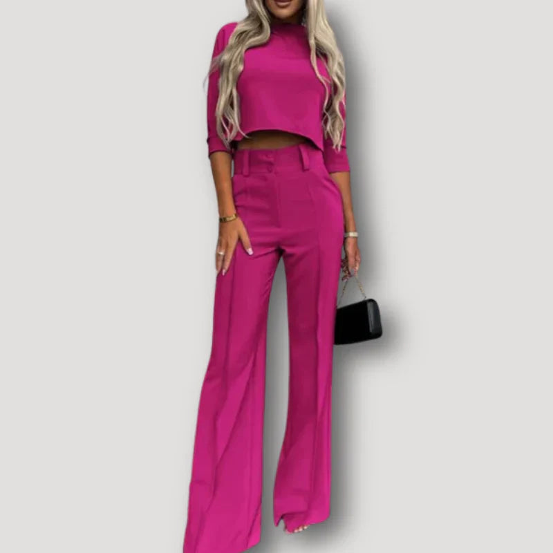 Yuna | Flowy Crop Top Flared Pants Set for Women