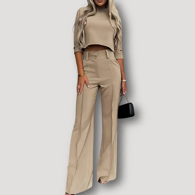 Yuna | Flowy Crop Top Flared Pants Set for Women