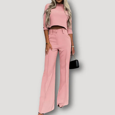 Yuna | Flowy Crop Top Flared Pants Set for Women